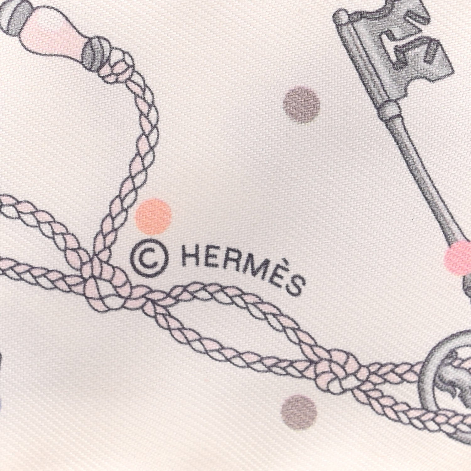 Hermes Silk Les Cles A Pois Twilly White Gris Acier 4 of 4