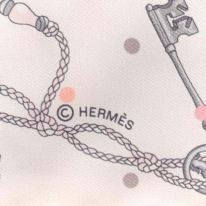 Hermes Silk Les Cles A Pois Twilly White Gris Acier 4 of 4