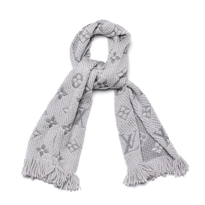 Louis Vuitton Wool Silk Logomania Scarf Pearl Grey 1 of 5