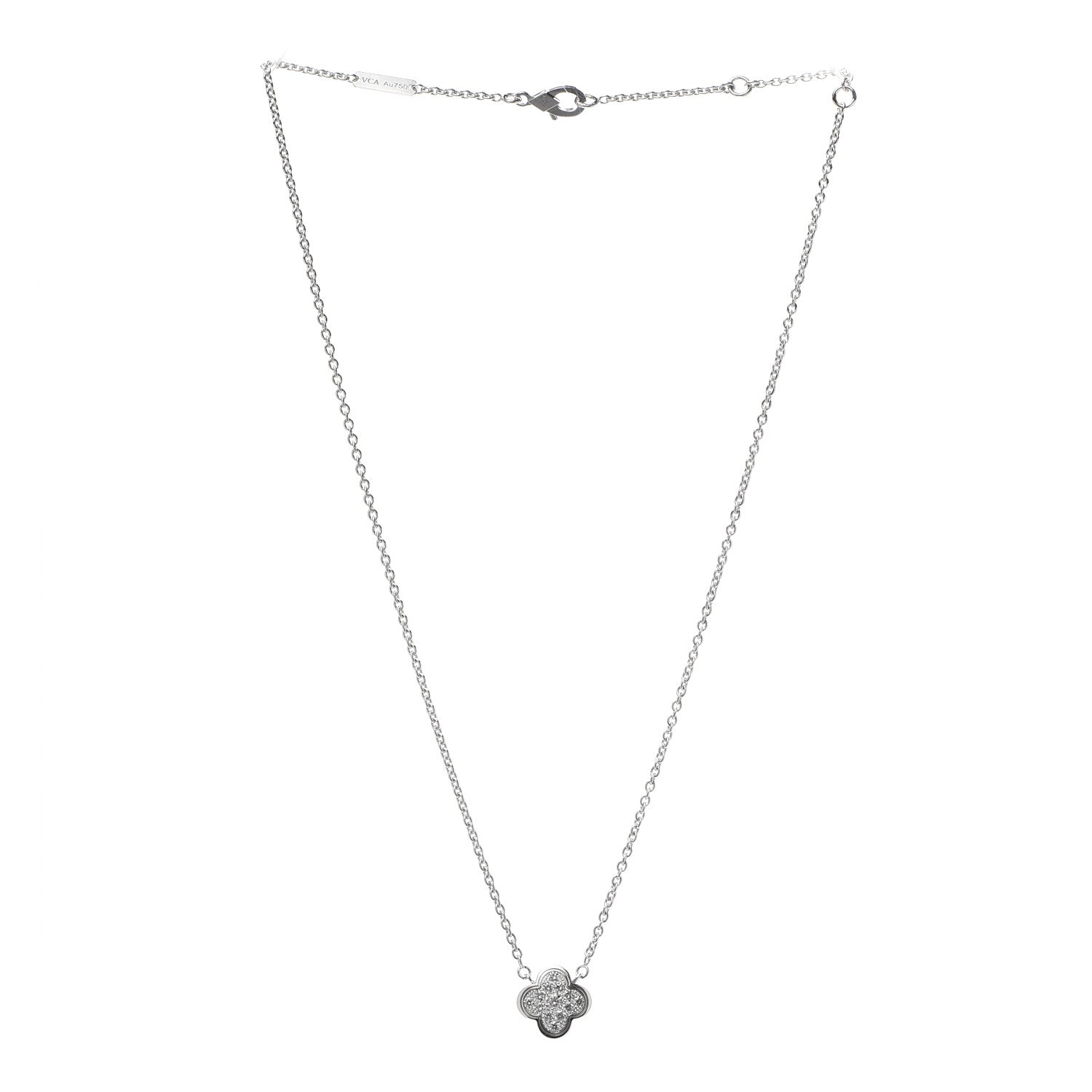Van Cleef & Arpels 18K White Gold Diamond Pure Alhambra Pendant Necklace 3 of 8