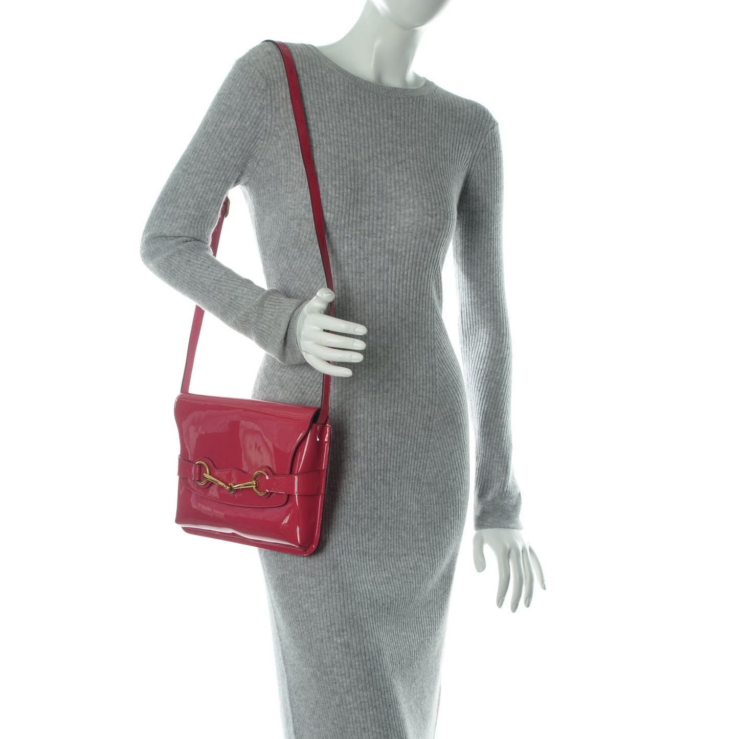 Patent Large Bright Bit Shoulder Bag Shocking Pink