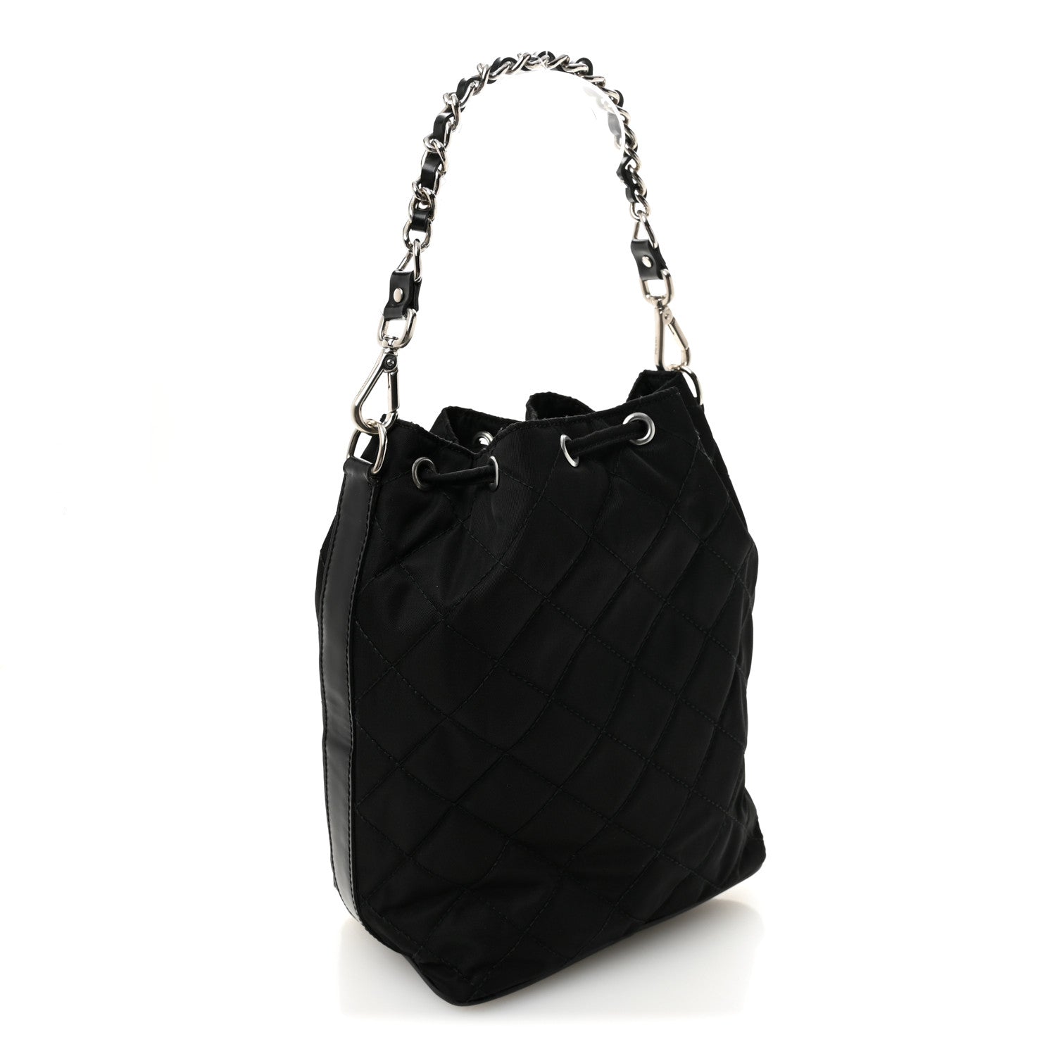 Prada Tessuto Nylon Quilted Drawstring Bucket Bag Black 3 of 10