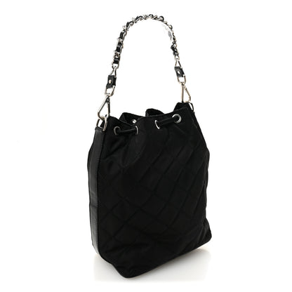 Prada Tessuto Nylon Quilted Drawstring Bucket Bag Black 3 of 10