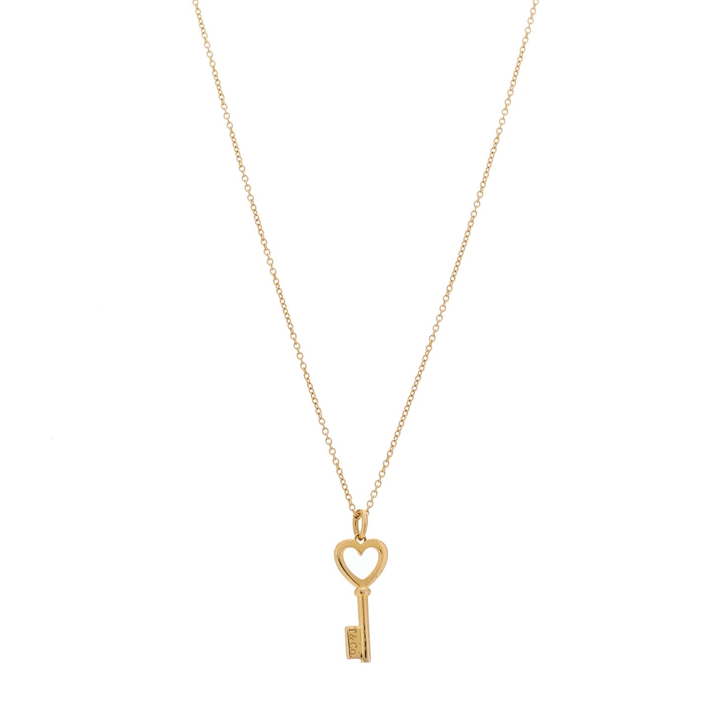18K Rose Gold Mini Heart Key Pendant Necklace
