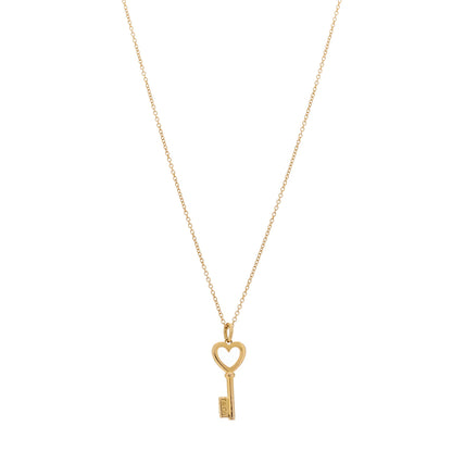 Tiffany 18K Rose Gold Mini Heart Key Pendant Necklace 1 of 6