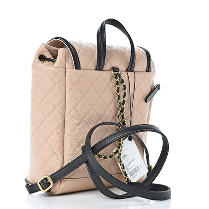 Chanel Caviar Quilted Filigree Backpack Beige Black 3 of 12