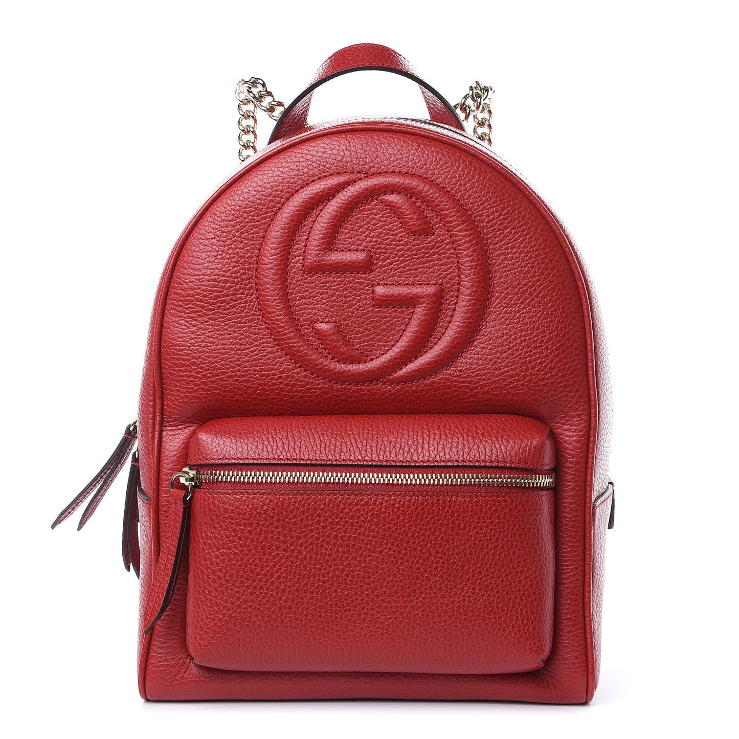 Pebbled Calfskin Soho Chain Backpack Hibiscus Red