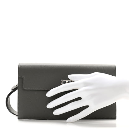 Hermes Madame Calfskin Kelly Pocket Long Wallet Gris Meyer 2 of 9