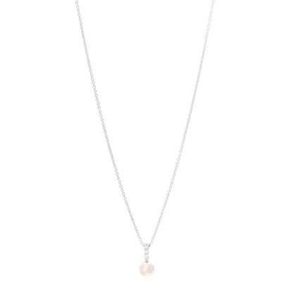 Mikimoto 18K White Gold Diamond Akoya Pearl 8mm Morning Dew Pendant Necklace 1 of 6