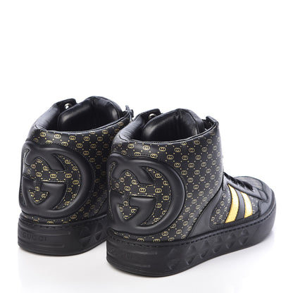 Gucci X DAPPER DAN Calfskin Laminated Ayers GG Micro Monogram High Top Sneakers 36 Black 4 of 11