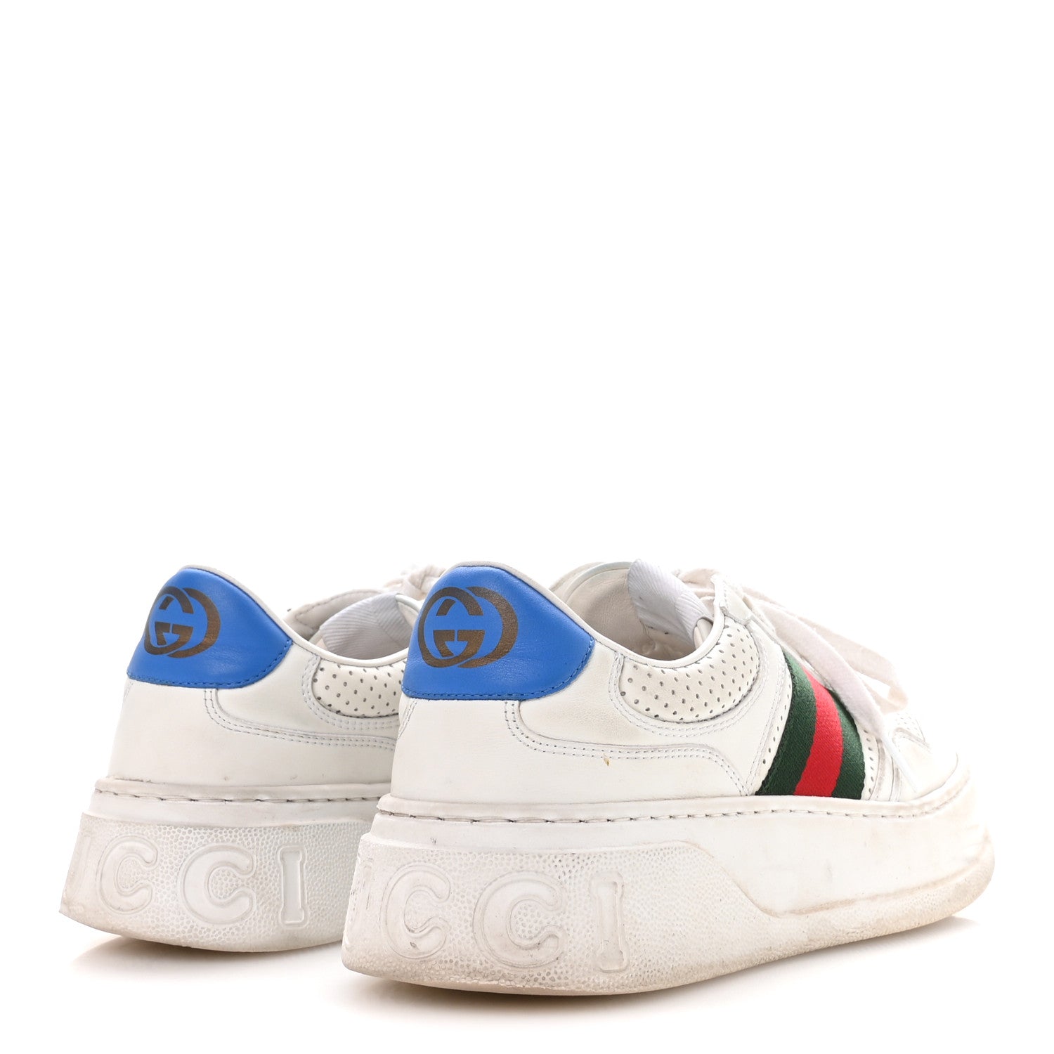 Gucci Calfskin Web Mens Ace Sneakers 7 White Blue 5 of 8