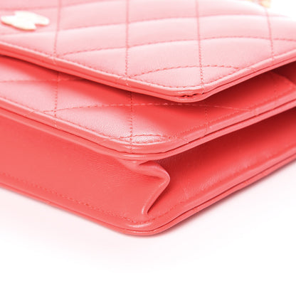Chanel Lambskin Quilted Wallet On Chain WOC Red 10 of 11