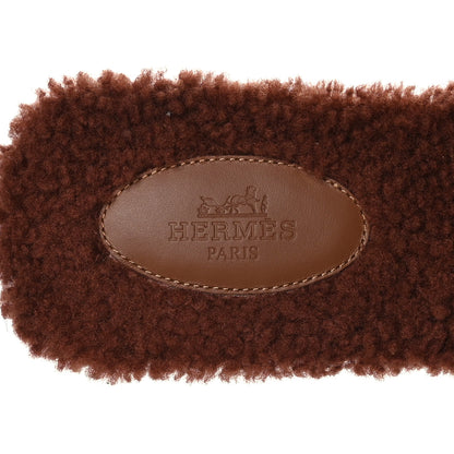 Hermes Woolskin Oran Sandals 40 Cognac 6 of 7