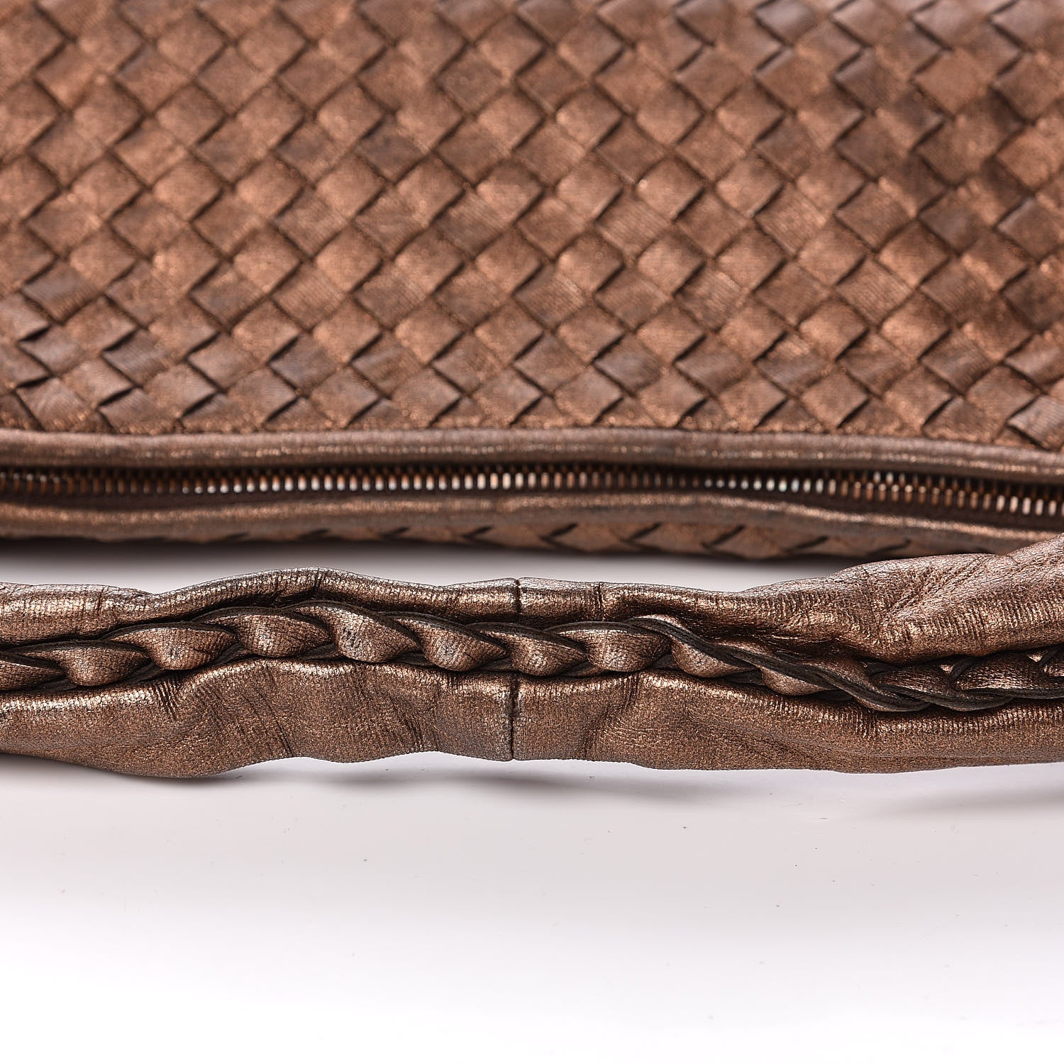 Bottega Veneta Metallic Nappa Intrecciato Medium Veneta Hobo Copper 10 of 12