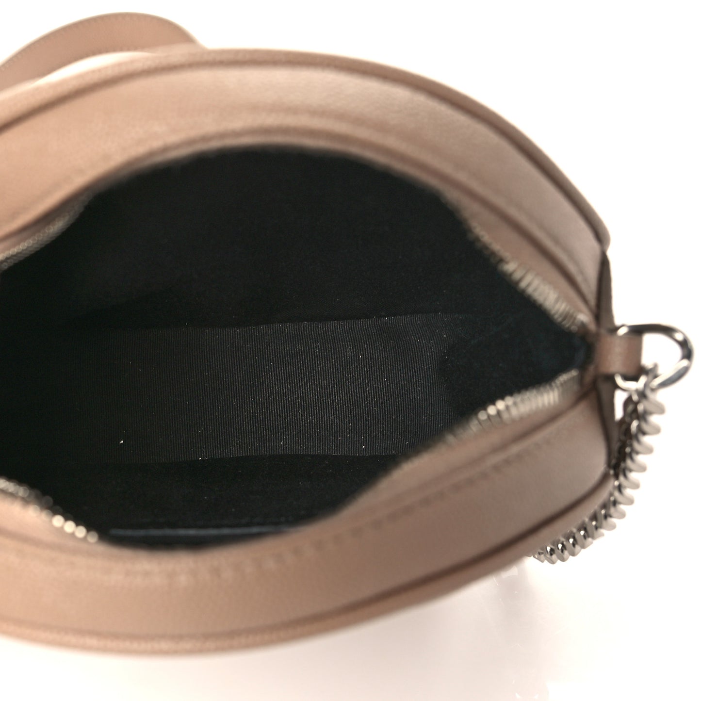 Grain De Poudre Matelasse Chevron Quilted Round Vinyle Camera Bag Gold Sand