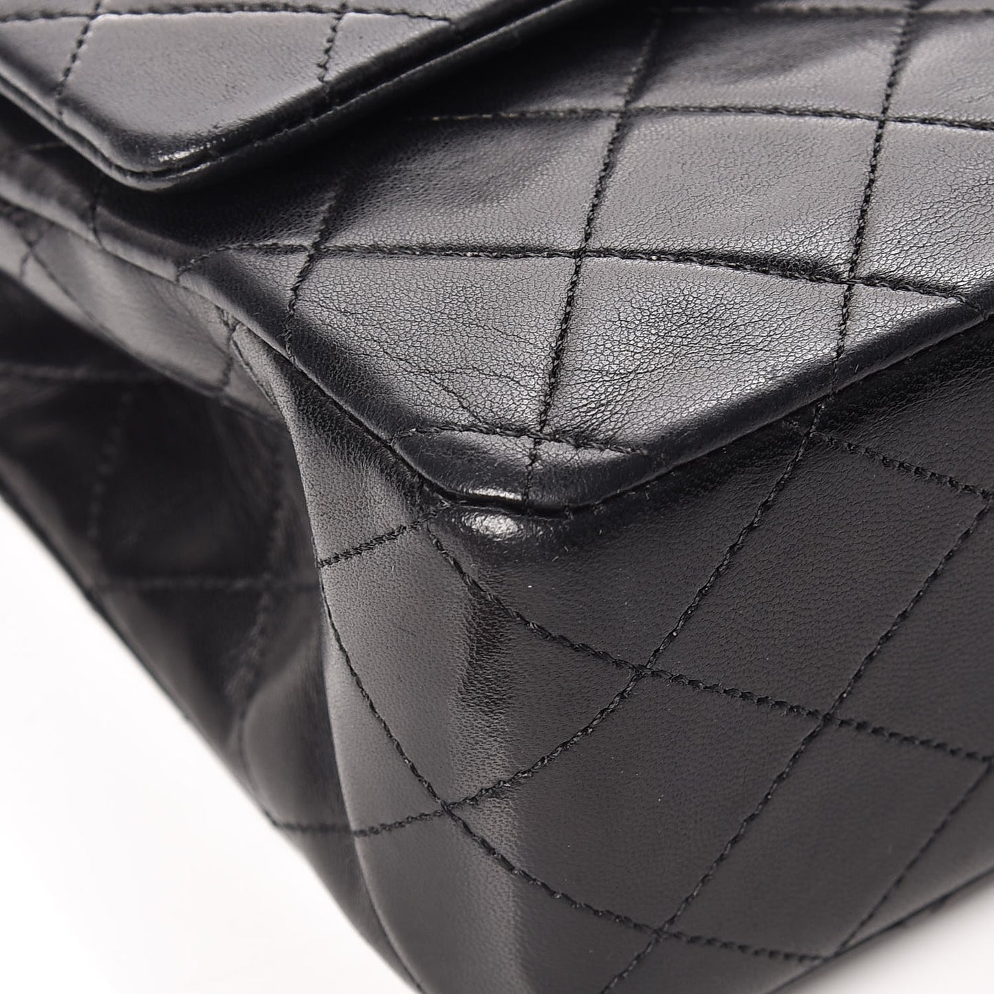 Lambskin Quilted Medium Double Flap Bag Black