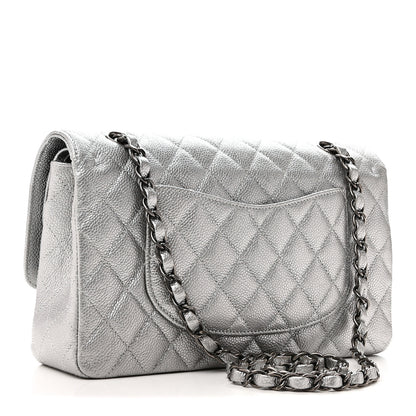 Chanel Metallic Caviar Quilted Medium Double Flap Silvery 3 of 10