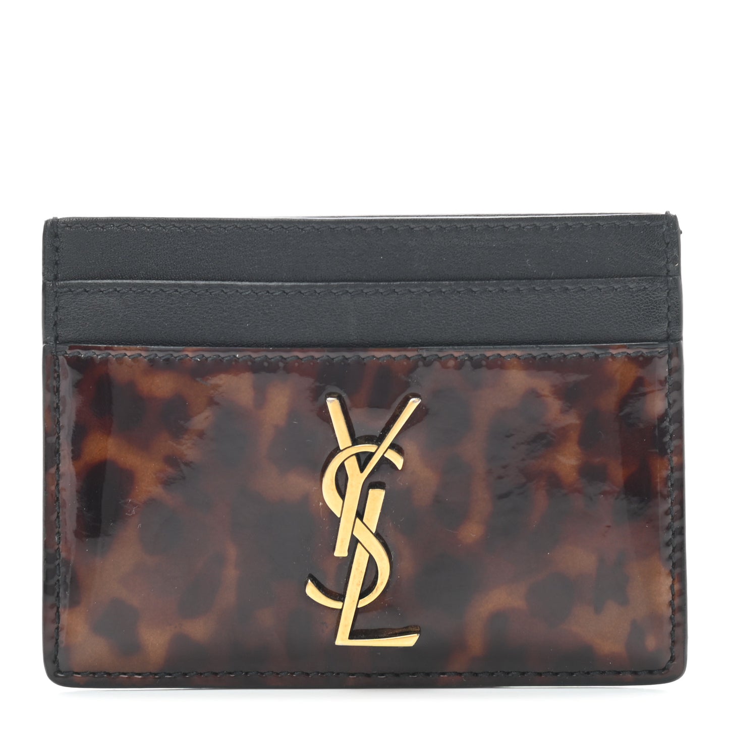 Patent Monogram Credit Card Case Tortoiseshell