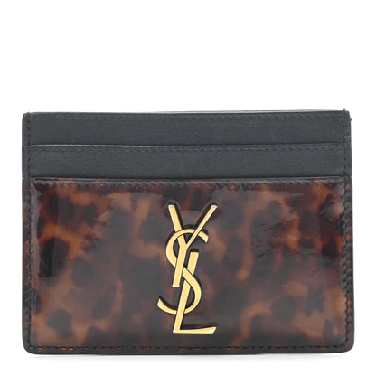 Saint Laurent Patent Monogram Credit Card Case Tortoiseshell 1 of 7