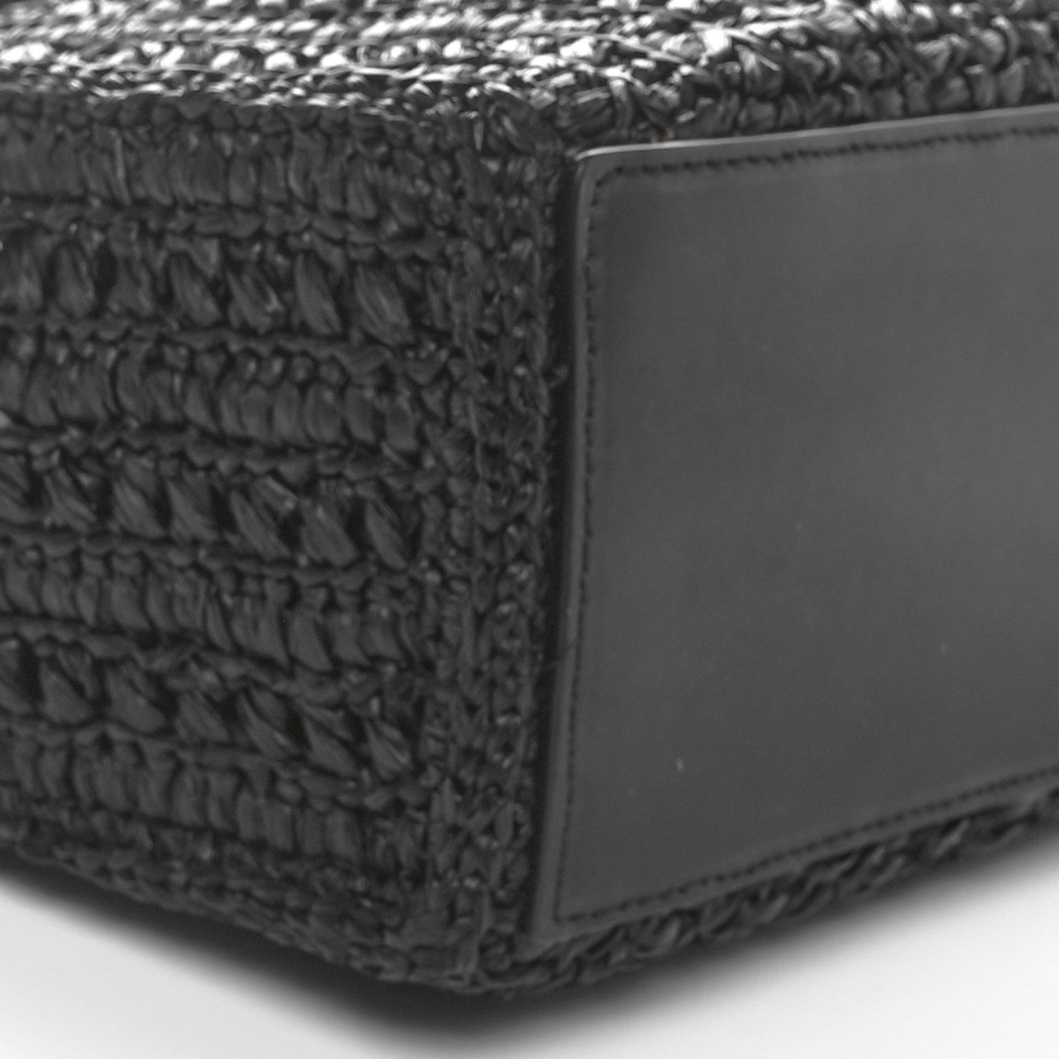 Saint Laurent Raffia Calfskin Panier Rectangle Tote Black 8 of 9