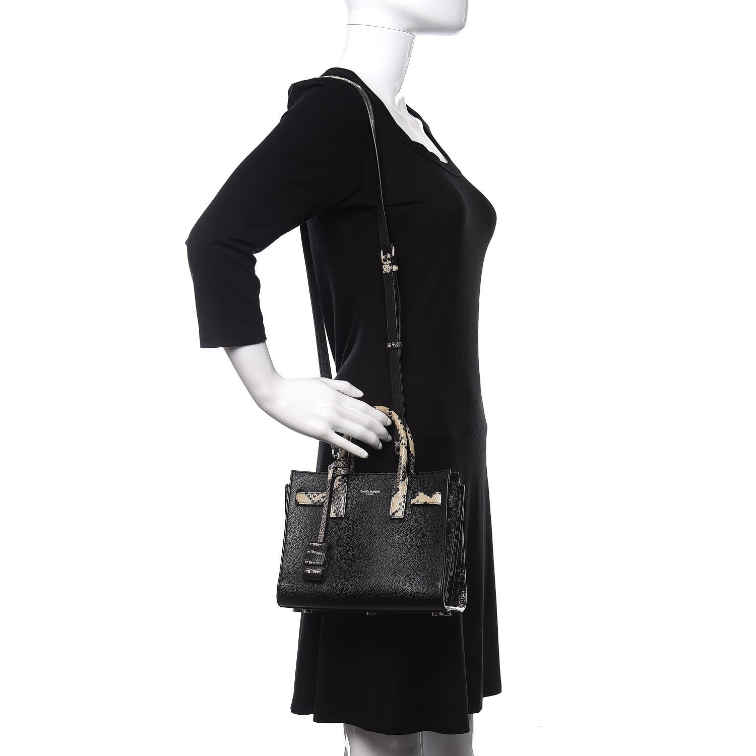 Saint Laurent Grained Calfskin Python Embossed Nano Sac De Jour Black 2 of 10