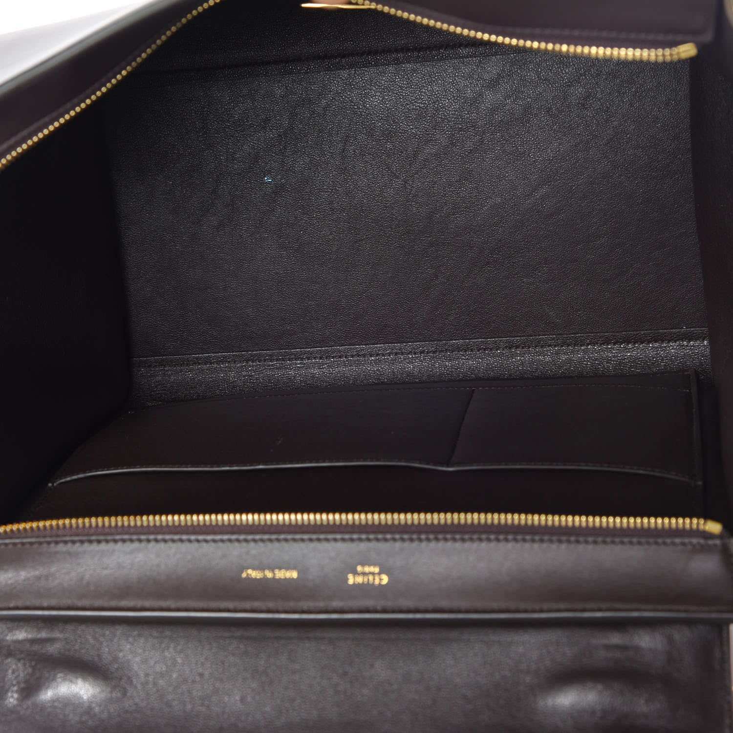 Celine Bullhide Calfskin Nubuck Medium Tri-color Trapeze Burgundy 7 of 12