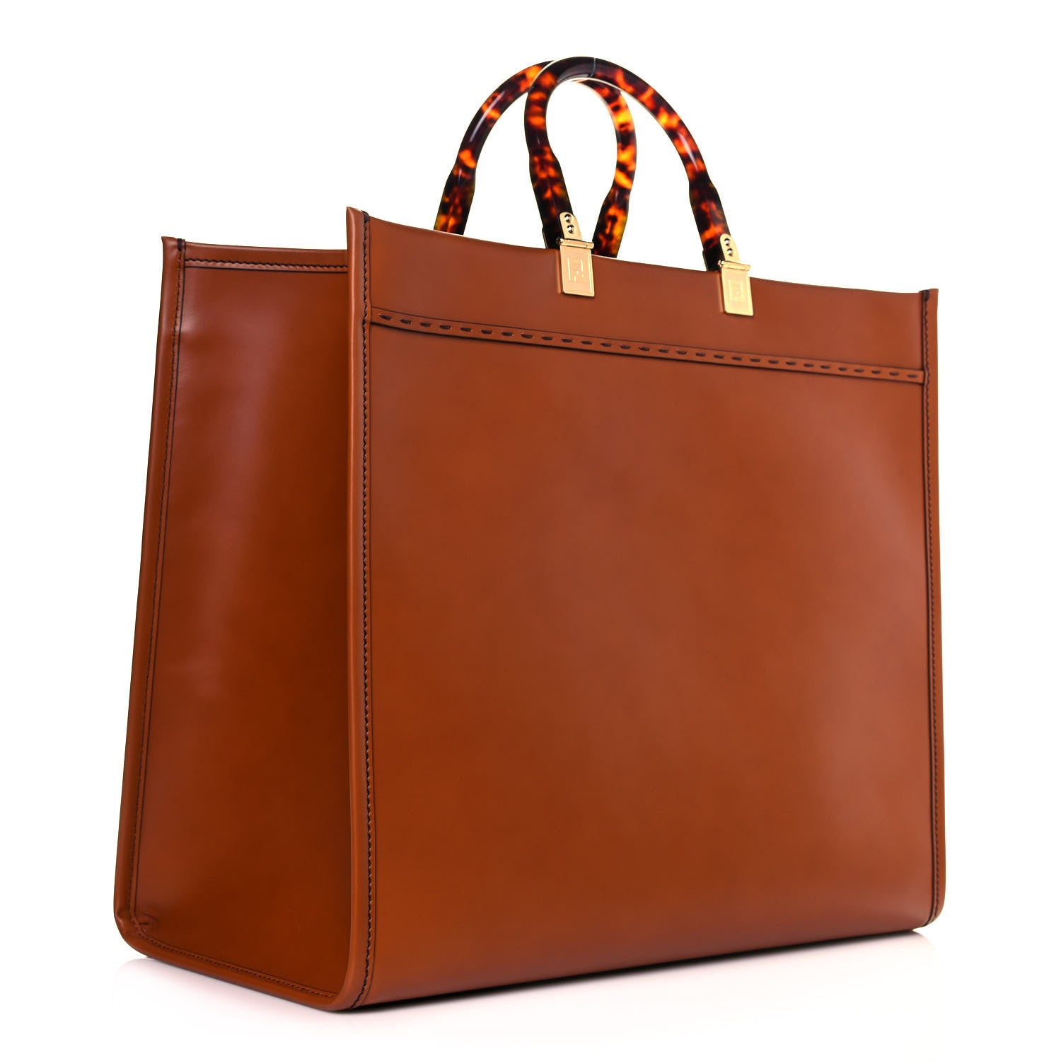 Fendi Vitello King Plexiglass Large Fendi Sunshine Shopper Tote Cuoio 3 of 10