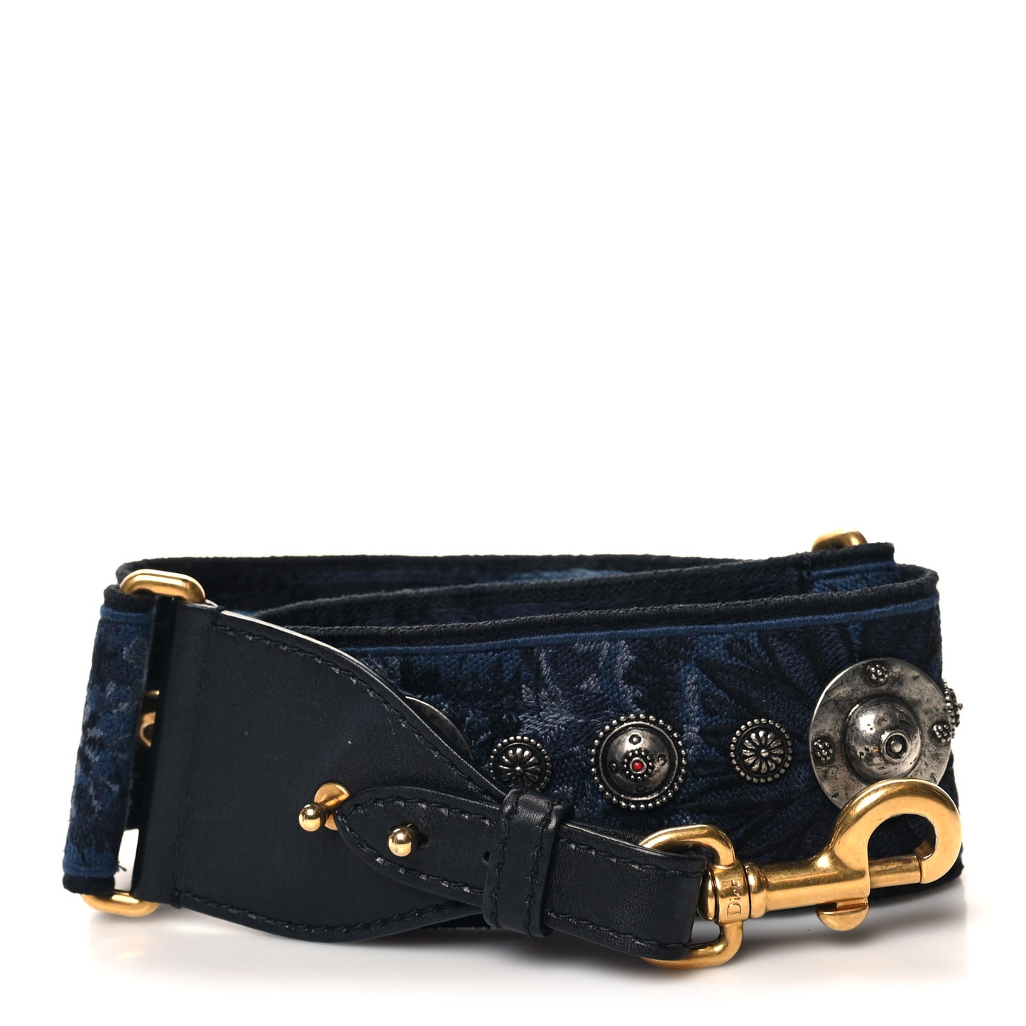 CHRISTIAN DIOR Canvas Embroidered Studded KaleiDiorscopic Adjustable Shoulder Strap Blue