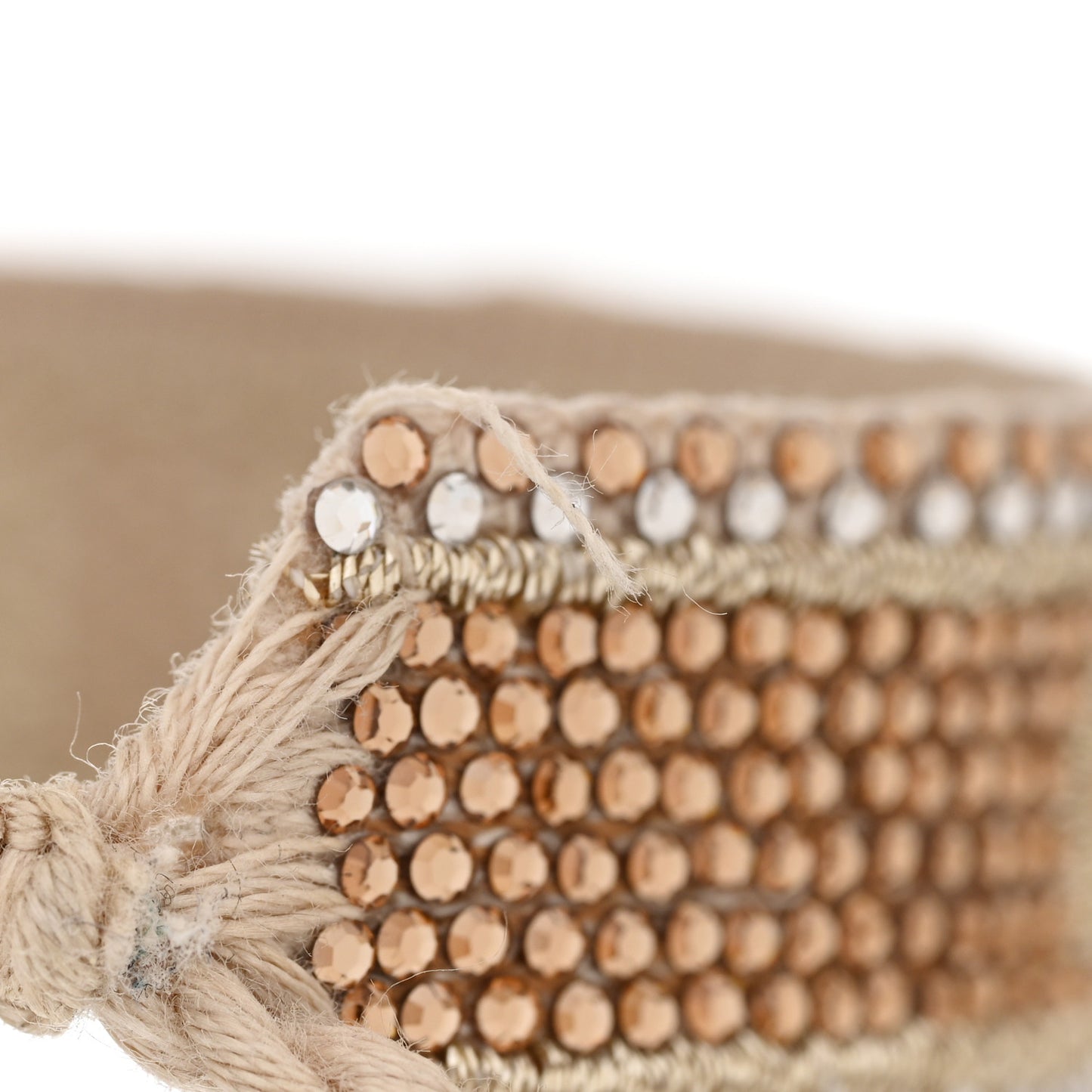 Woven Cotton Crystal Embroidered J'Adior Friendship Bracelet Gold