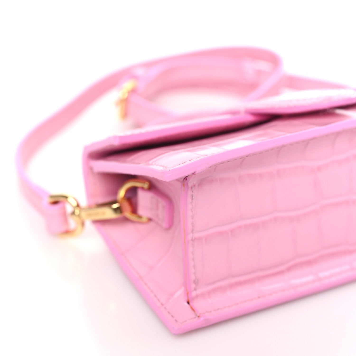 Jacquemus Calfskin Crocodile Embossed Le Bambino Pink 7 of 9