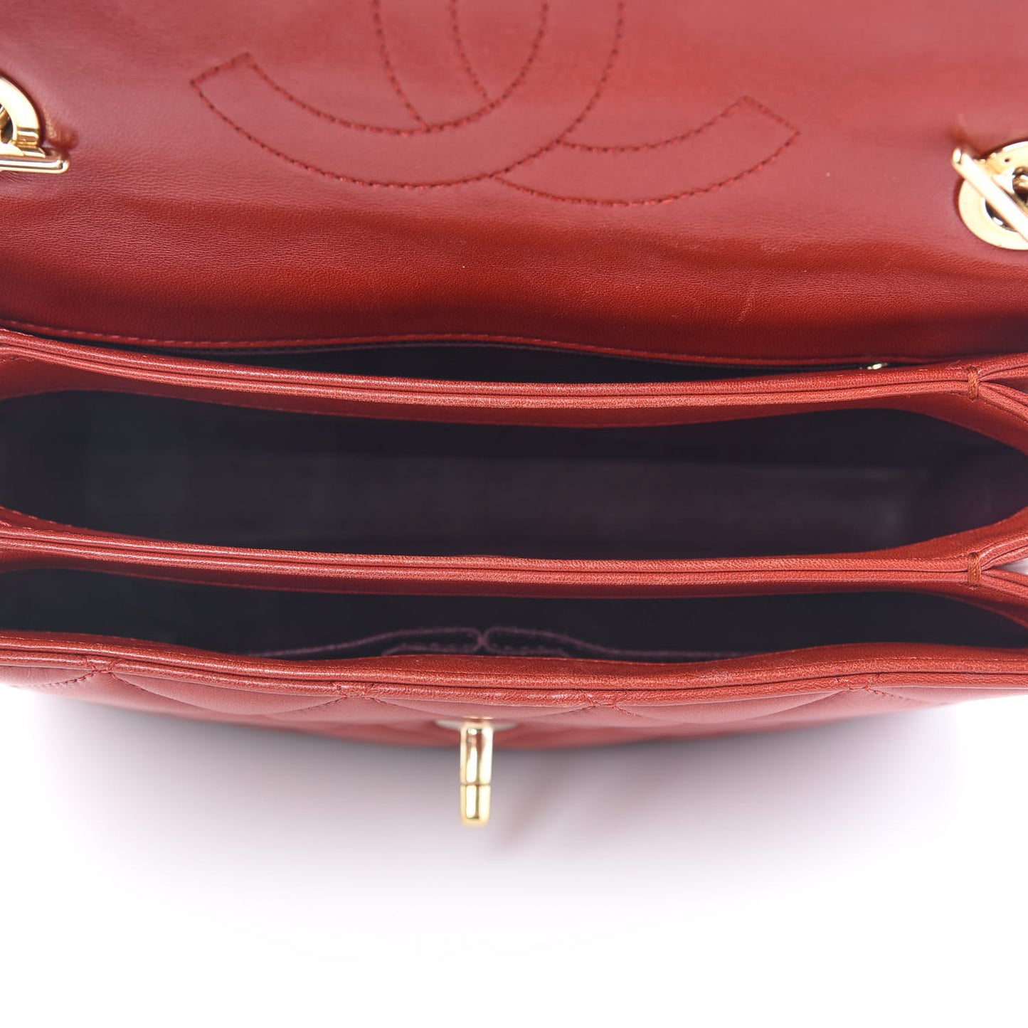 Lambskin Quilted Small Trendy CC Flap Dual Handle Bag Red