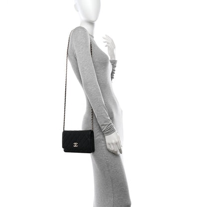 Chanel Caviar Quilted Crystal CC Wallet On Chain WOC Black 2 of 11