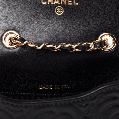 Chanel Lambskin Camellia Embossed Chain Belt Bag Black 7 of 8