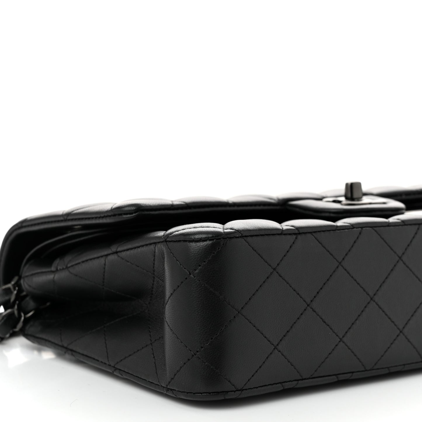 Lambskin Quilted Medium Double Flap So Black