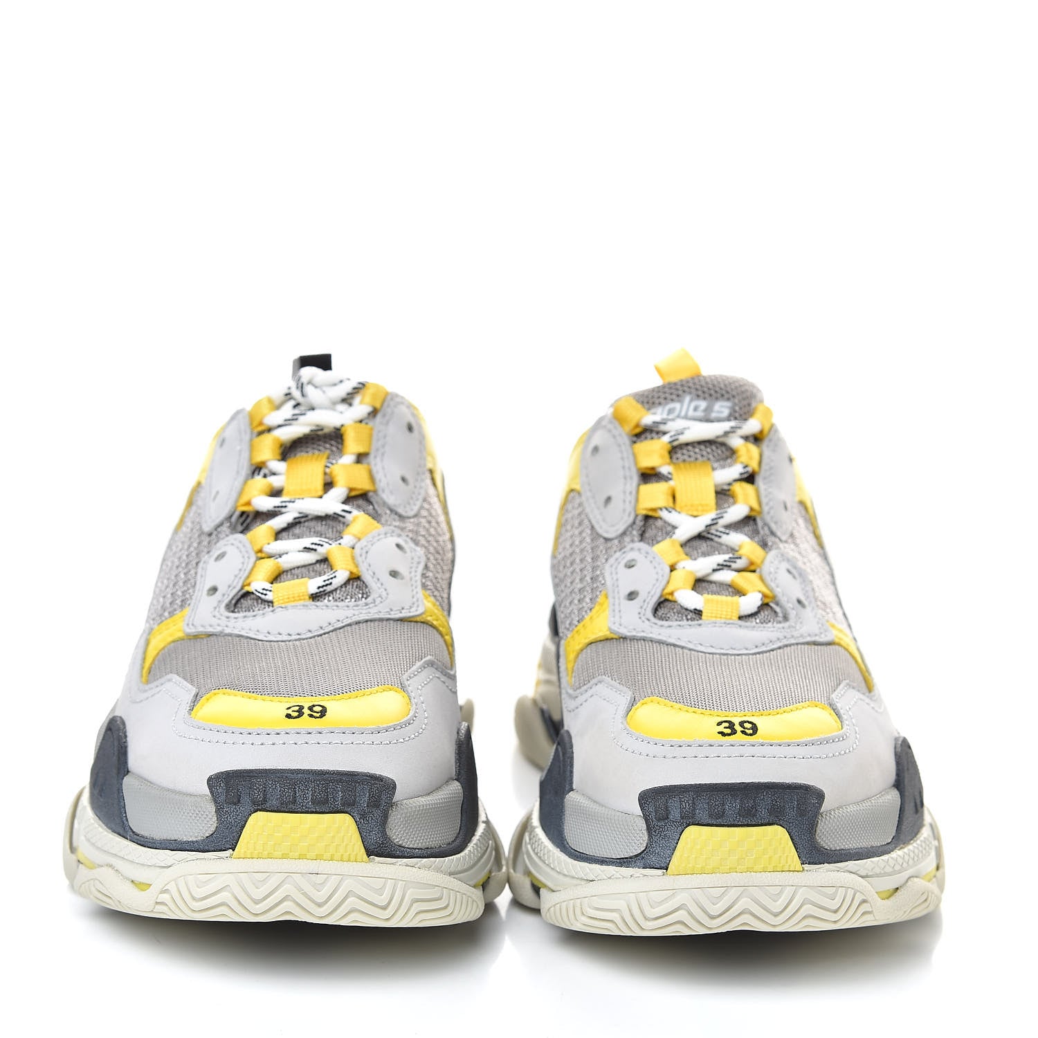 Balenciaga Fabric Mesh Womens Triple S Sneakers 39 Yellow Grey White 2 of 9