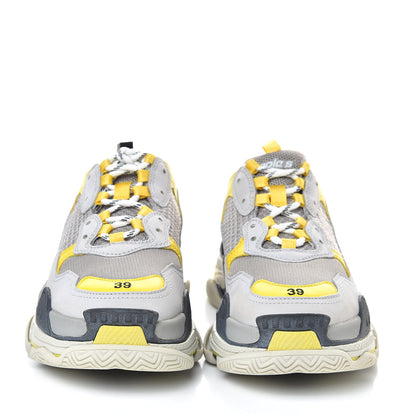 Balenciaga Fabric Mesh Womens Triple S Sneakers 39 Yellow Grey White 2 of 9
