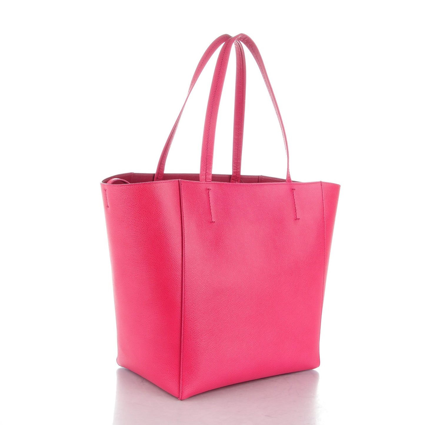 Grained Calfskin Small Horizontal Cabas Phantom Fuchsia