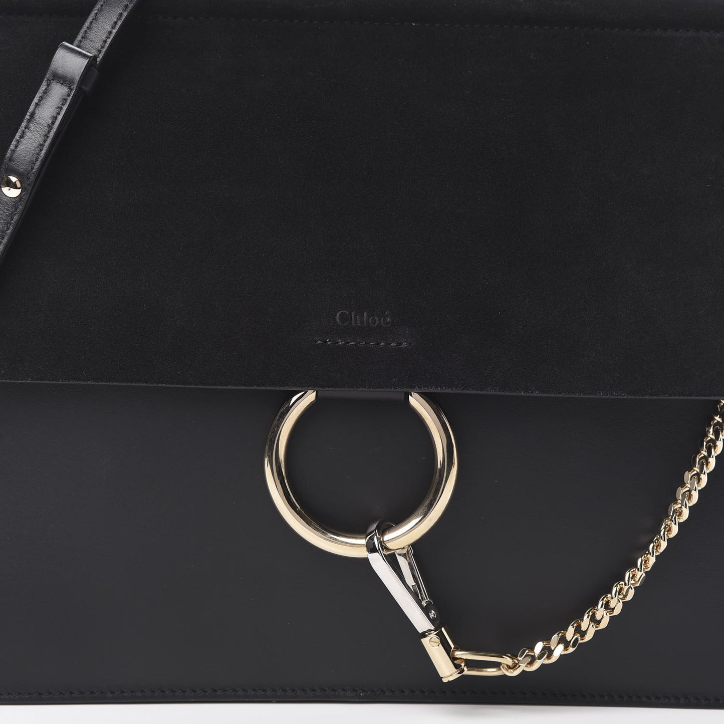 Suede Calfskin Medium Faye Shoulder Bag Black
