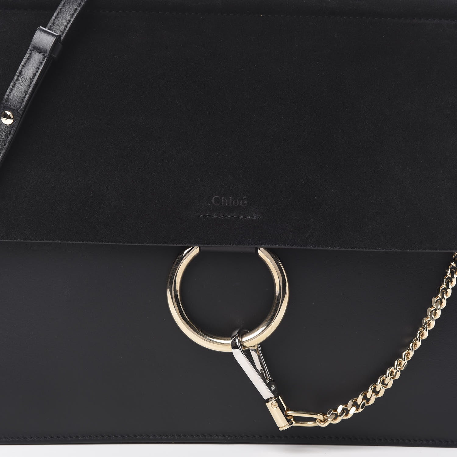 Chloe Suede Calfskin Medium Faye Shoulder Bag Black 8 of 12
