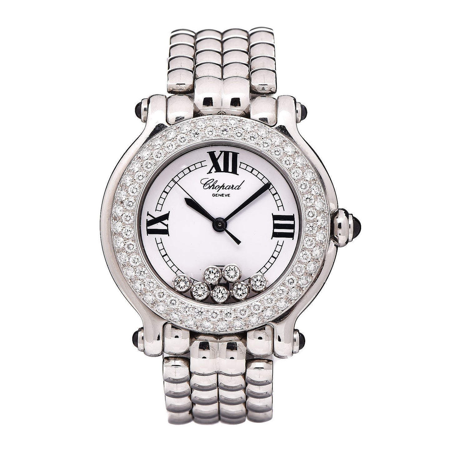 Stainless Steel Diamond Pave Bezel 32mm Happy Sport Quartz Watch