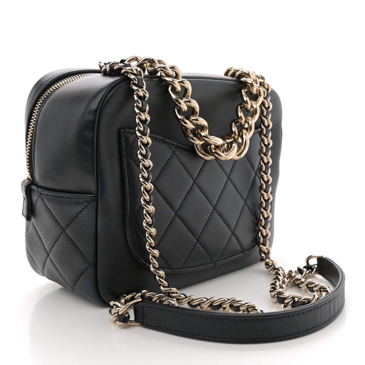 Chanel Lambskin Quilted Studded Quilted Vanity Case With Chain Black 3 of 10