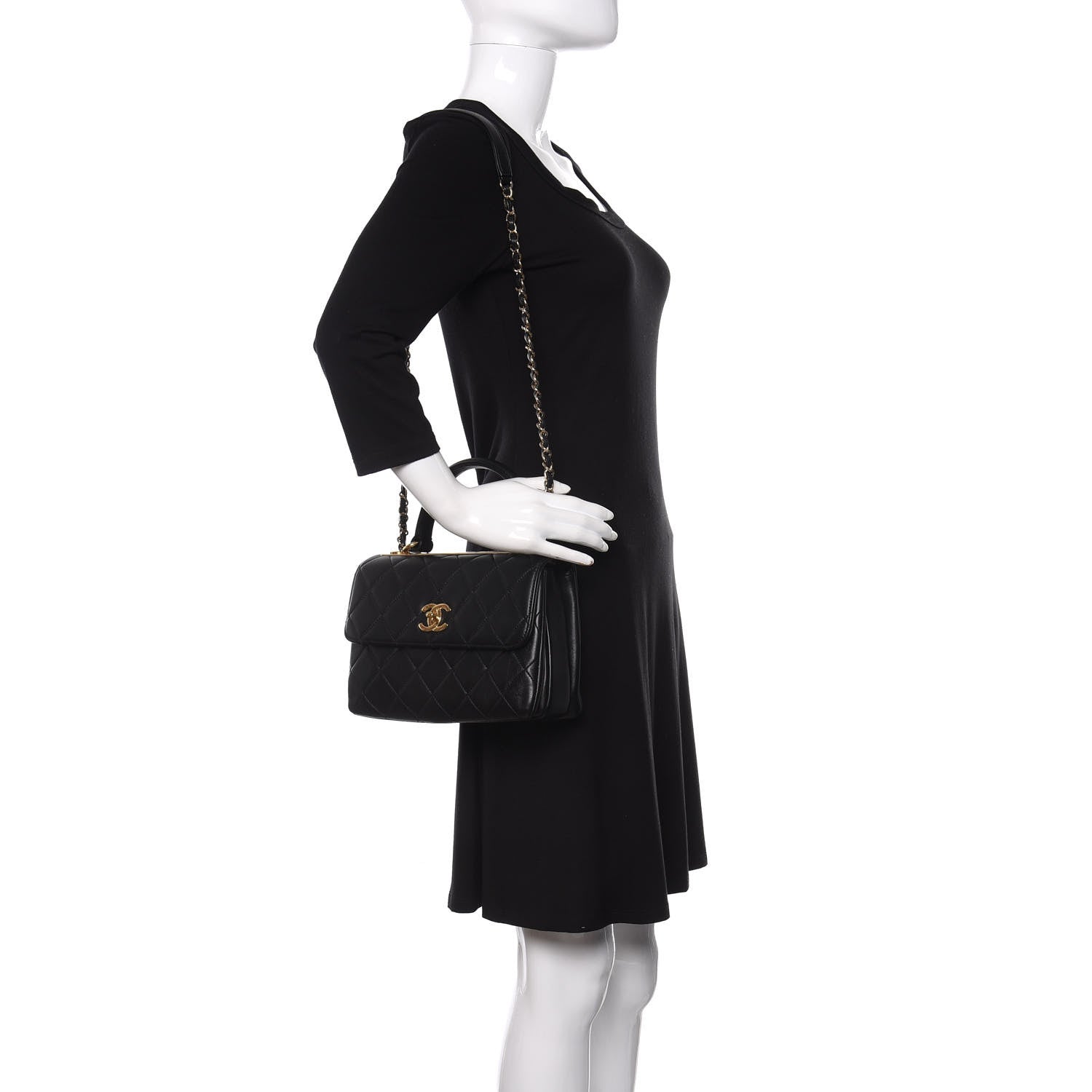 Chanel Lambskin Quilted Small Trendy CC Dual Handle Flap Bag Black 2 of 14