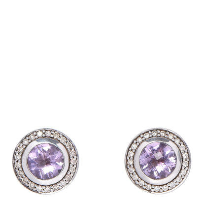 David Yurman Sterling Silver Amethyst Diamond 8mm Cerise Earrings 1 of 5