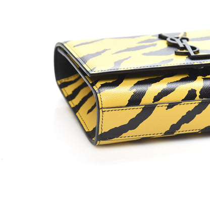 Saint Laurent Grain De Poudre Zebra Print Small Classic Monogram Kate Satchel Yellow 7 of 9