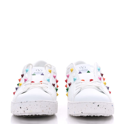 Valentino Garavani Vegan Leather Womens Rockstud Open for a Change Sneakers 40 White Multicolor 2 of 7