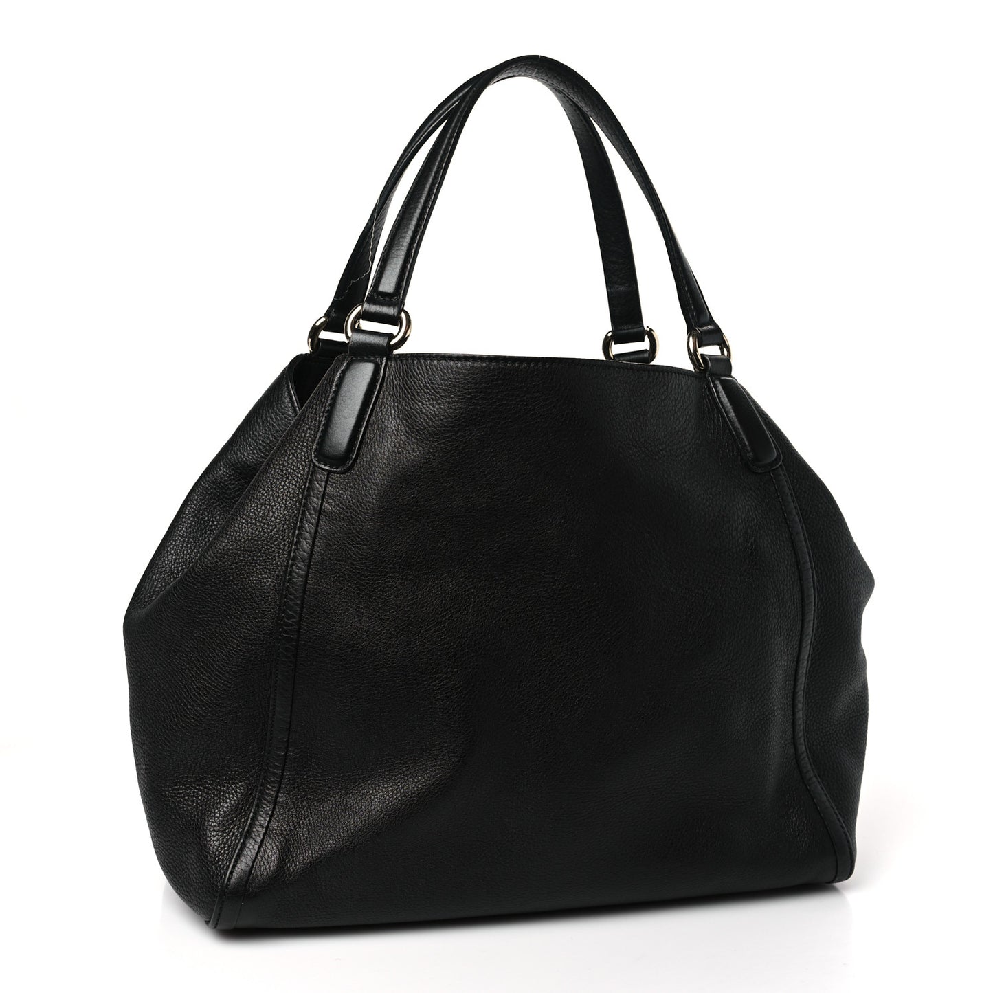 Pebbled Calfskin Medium Soho Shoulder Bag Black