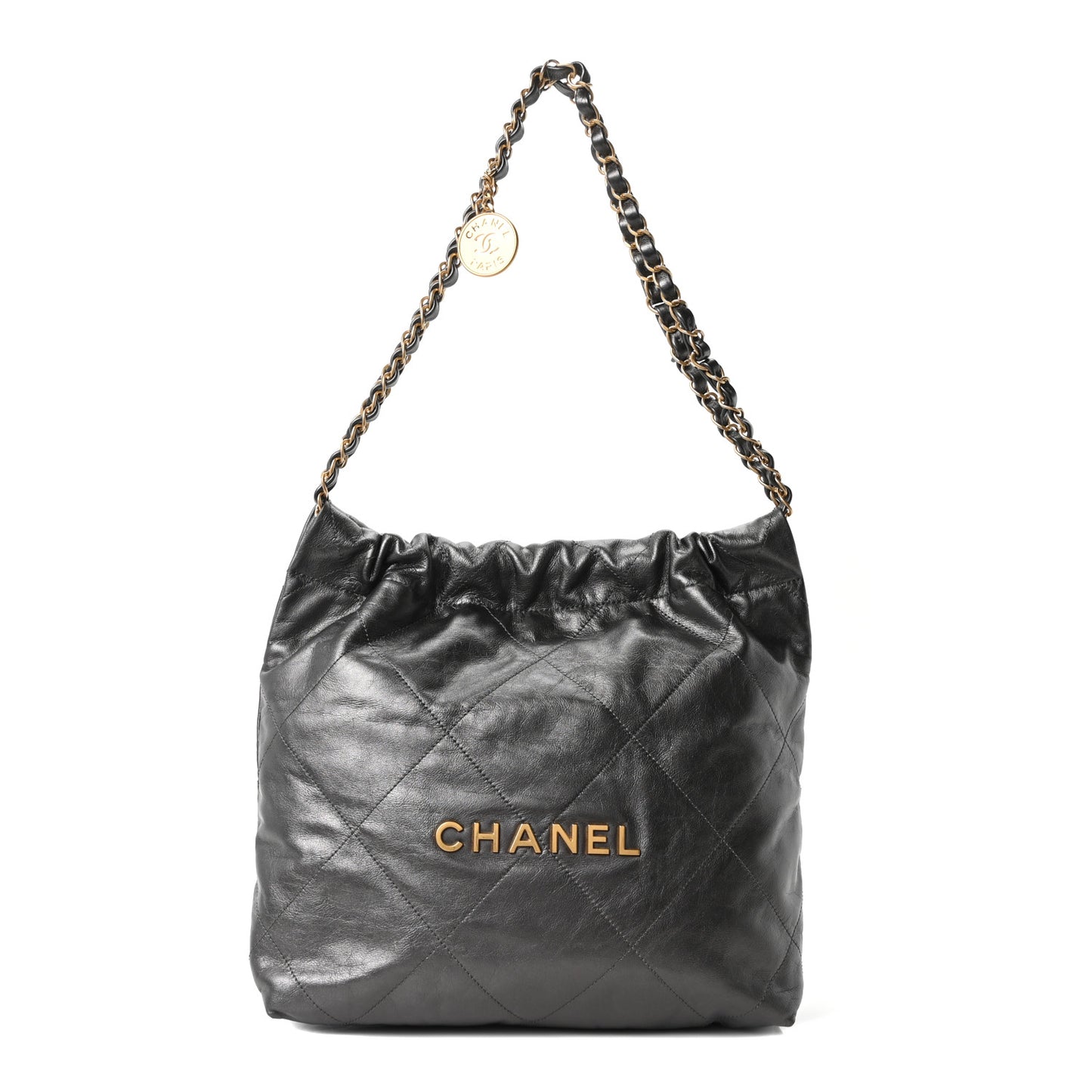 Metallic Calfskin Quilted Small Chanel 22 Ruthenium