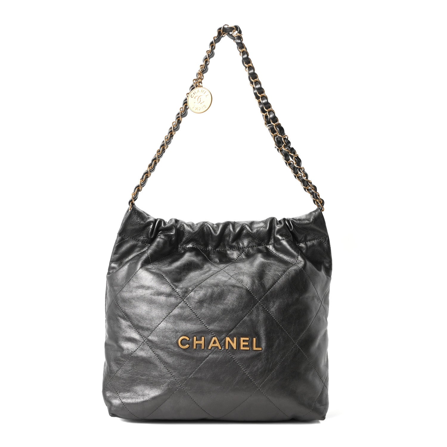 Chanel Metallic Calfskin Quilted Small Chanel 22 Ruthenium 1 of 11