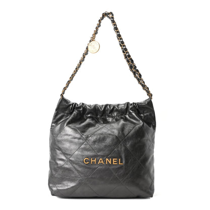 Chanel Metallic Calfskin Quilted Small Chanel 22 Ruthenium 1 of 11