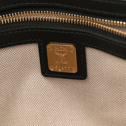 MCM Calfskin Linen Large Munchen Tote Black 7 of 12